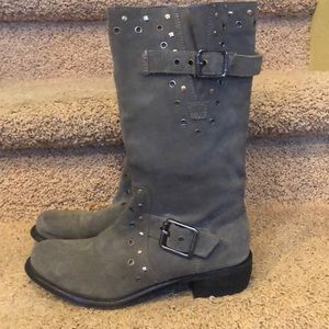 Juicy Couture Gray Mid Calf Suede Boots SZ 6.5